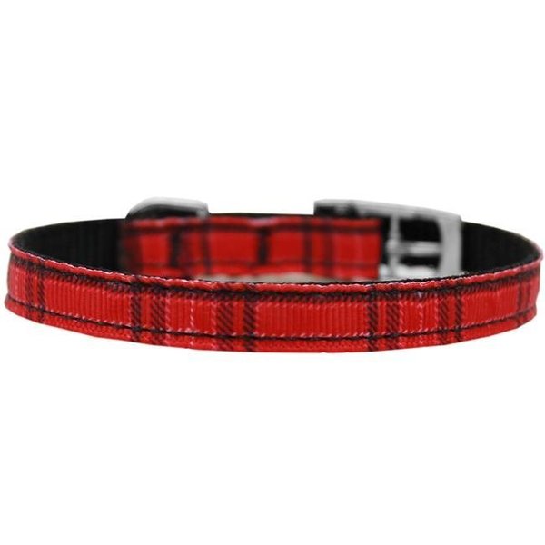 Petpal Plaid Nylon Dog Collar with Classic Buckle 0.37 in.; Red - Size 12 PE822963